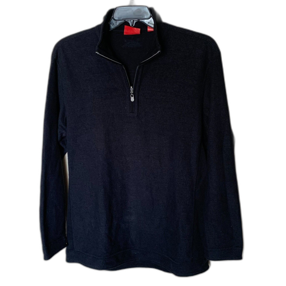 Tommy Bahama Reversible Black Flipsider 1/4 Zip Pullover Sweatshirt Size Medium